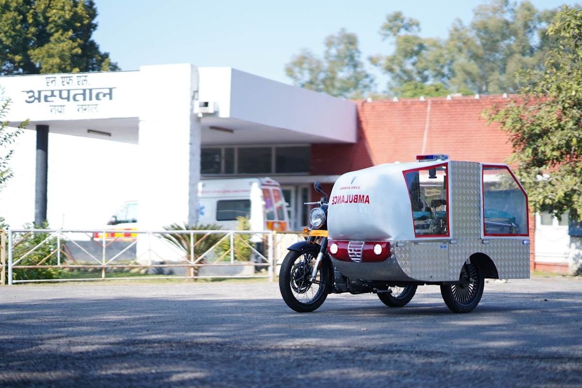 A smart motorcycle ambulance designed to provide quick and efficient emergency medical transport in rural areas. Its ...