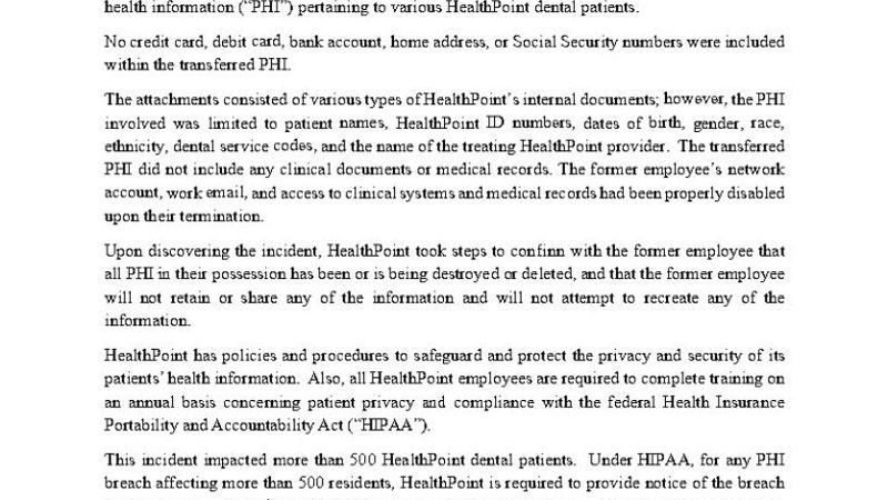 Press Release- HIPAA Breach