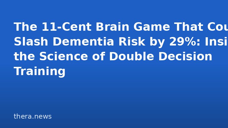 The 11-Cent Brain Game That Could Slash Dementia Risk by 29%: Inside the Science of Double Decision Training