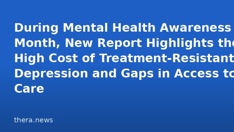 During Mental Health Awareness Month, New Report Highlights the High Cost of Treatment‑Resistant Depression and Gaps in Access to Care